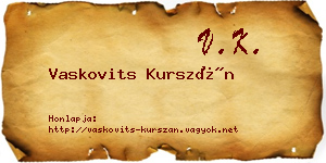 Vaskovits Kurszán névjegykártya